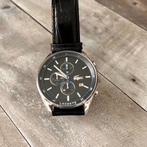 Lacoste Black and Silver Chronograph Watch